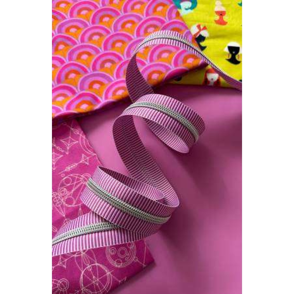 Purple Stripe Zipper Tape with Nickel Teeth
