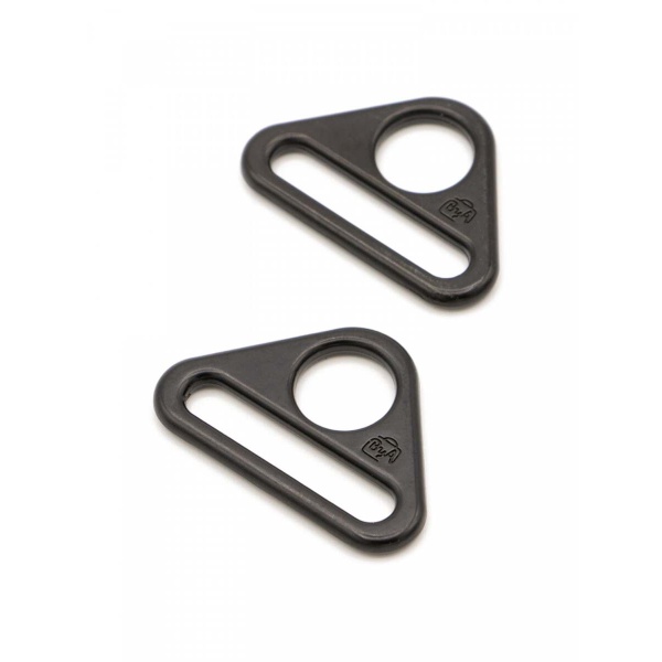 Triangle Ring Flat 1in Black Metal Set of Two