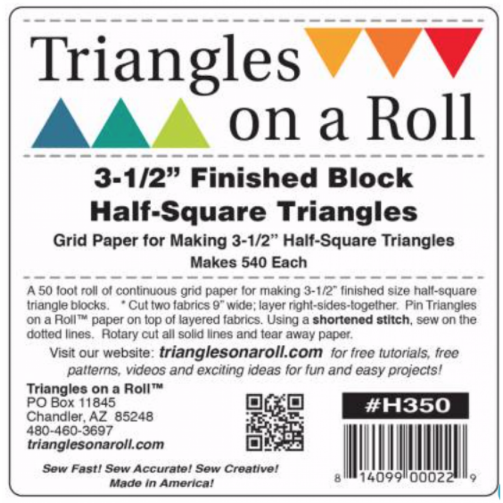 Triangles on a Roll 3-1/2in Half Square 50ft Roll