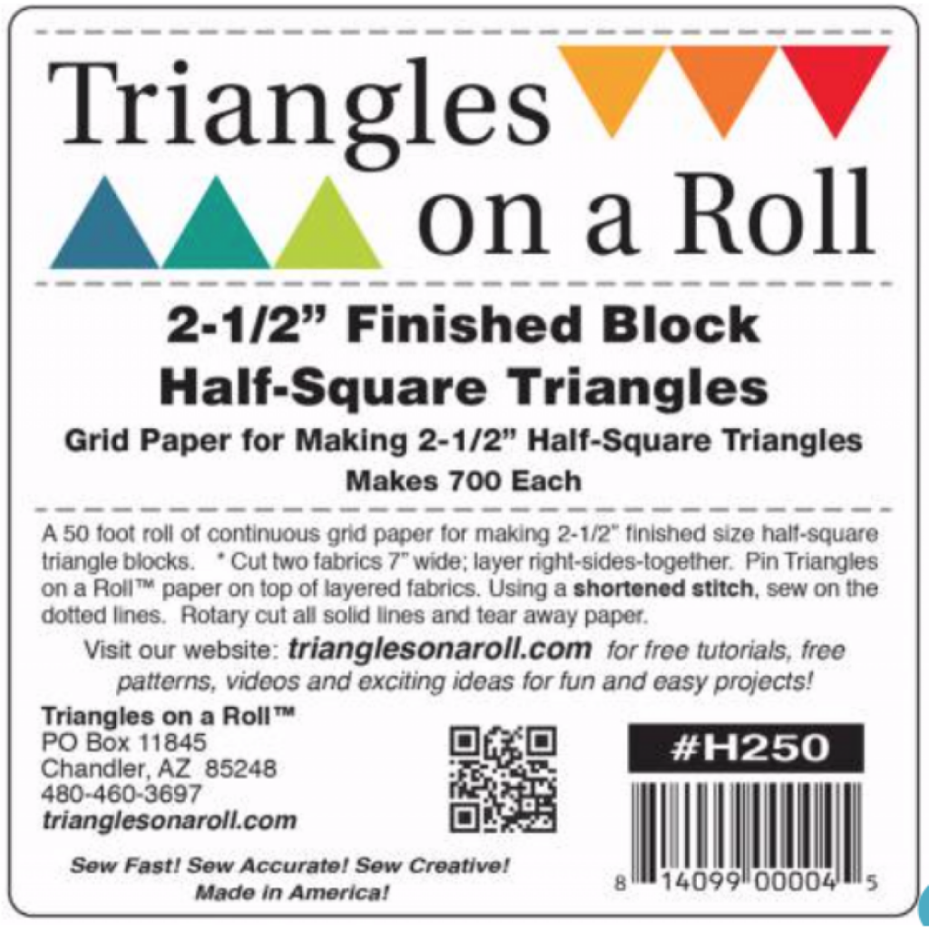 Triangles on a Roll 2-1/2in Half Square 50ft Roll