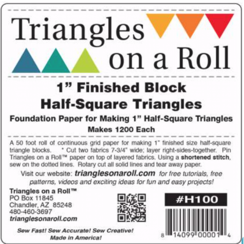 Triangles on a Roll 1in Half Square 50ft Roll