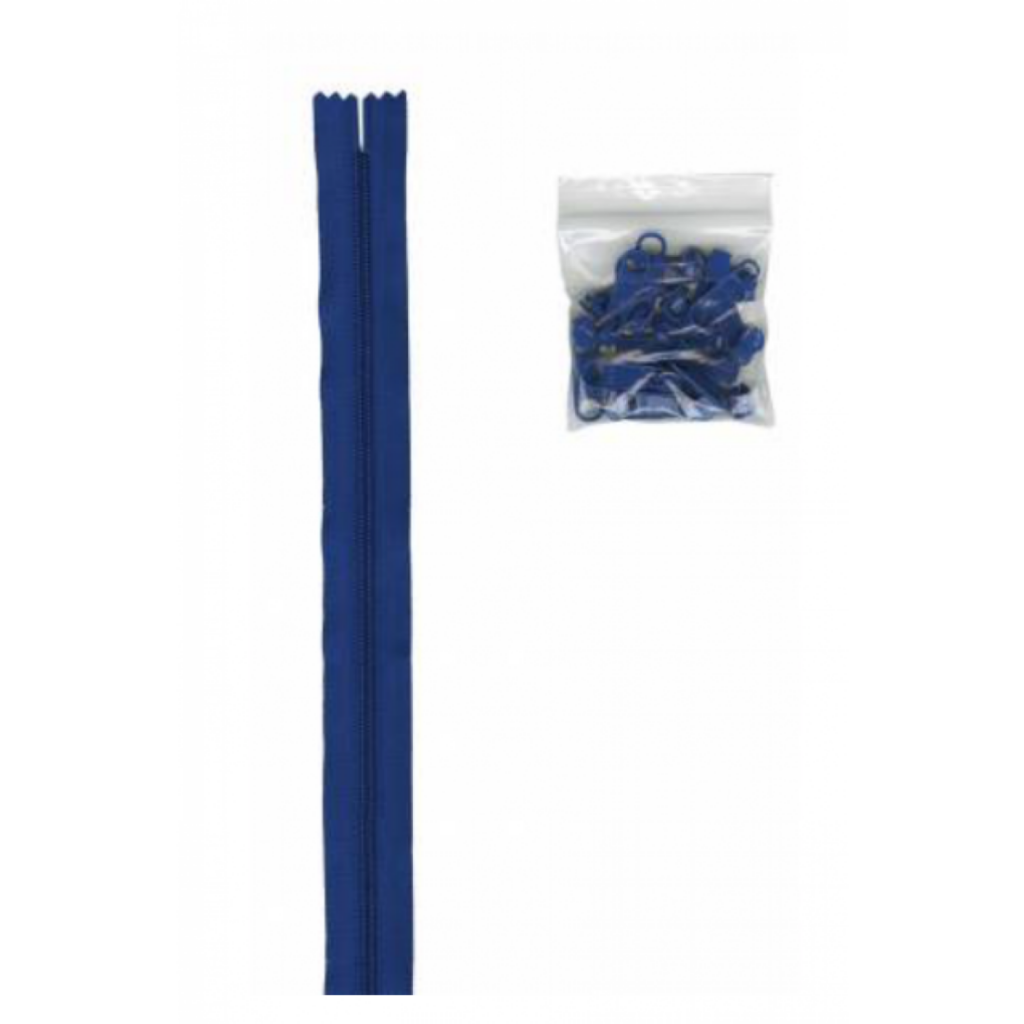 Blastoff  Blue4 yards of 16mm #4.5 zipper chain and 16 Extra-Large Coordinated Pulls