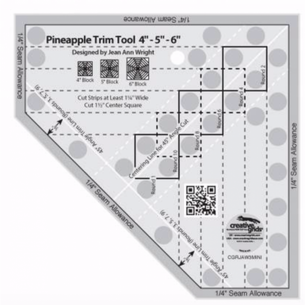 Creative Grids Pineapple Trim Tool Mini Quilt Ruler, CGRJAW3MINI