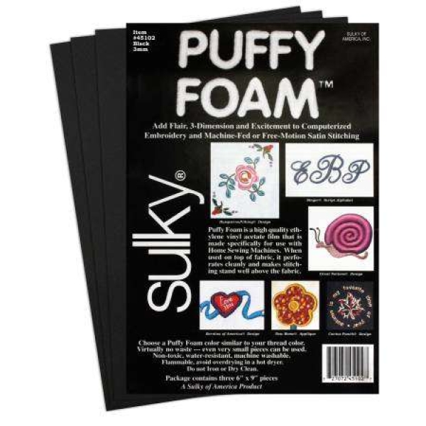 Foam Puffy Black 3mm 6in x 9in