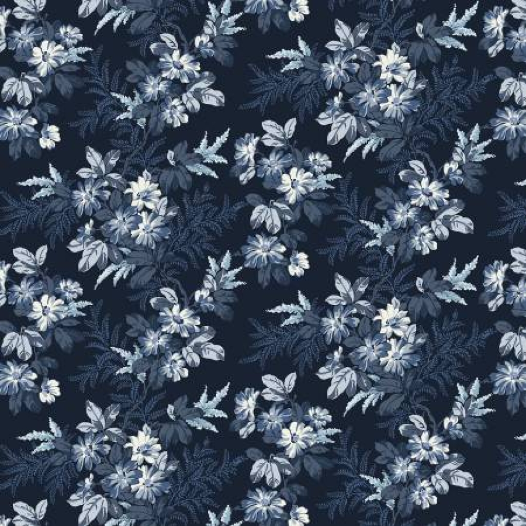 Navy Blooming Branches 108in Wide Back