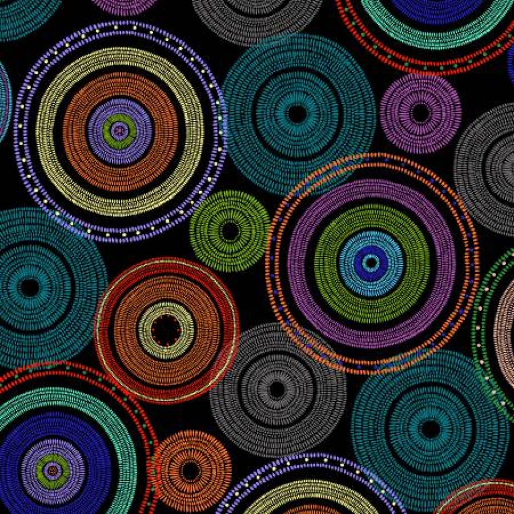 Black Multi Circles 108in Wide Back