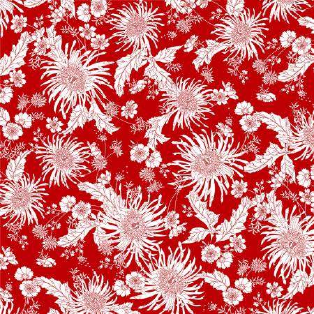 White on Red Floral Two Tone 108in Wide Back