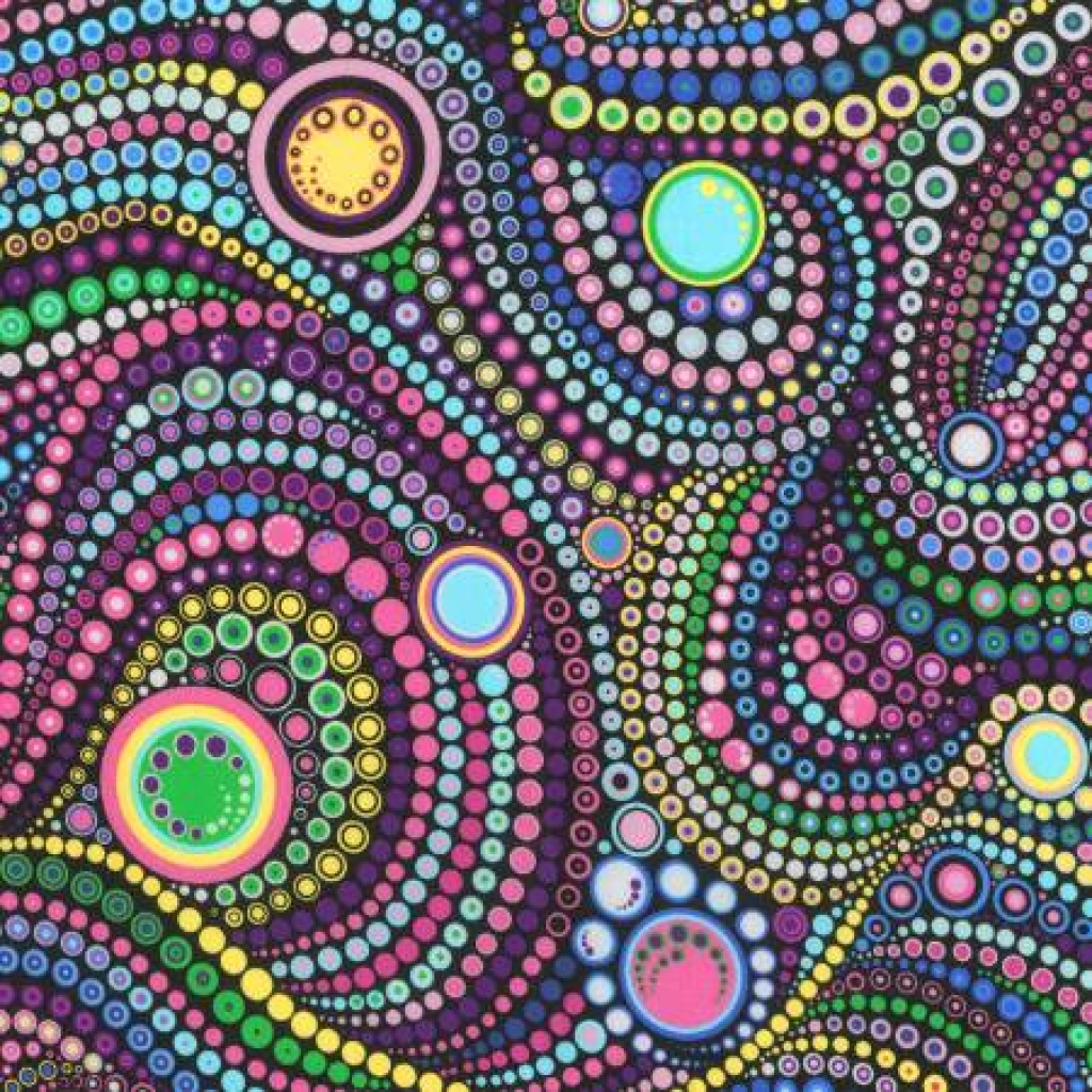 Mardi Gras Circles & Dots 108in Wide Back