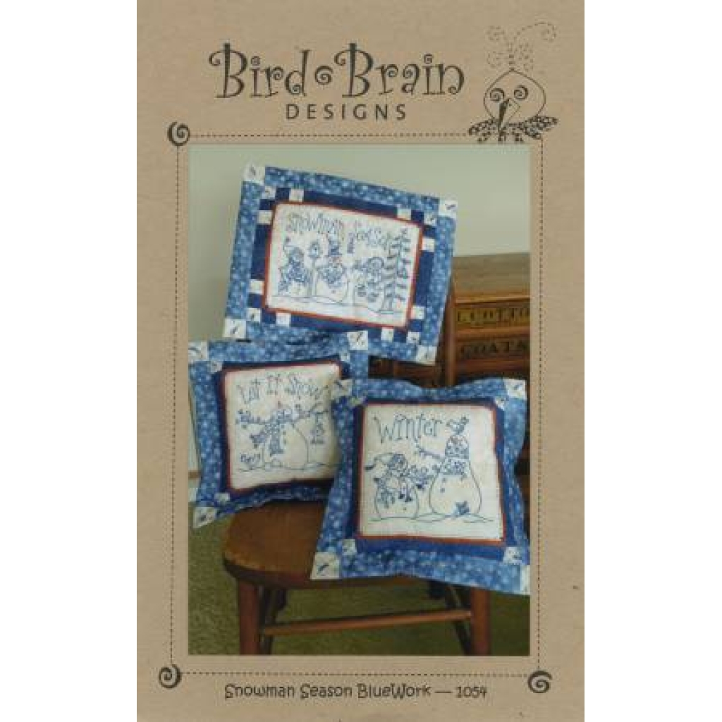 Snowman Season Blue Work Hand Emb