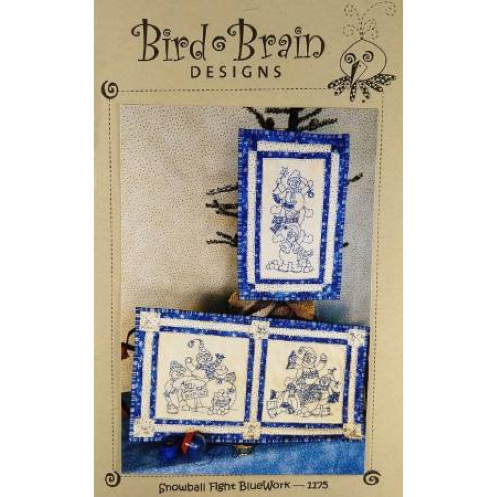 snowball Fight Bluework, Stitchery mønster fra BirdBrain Designs