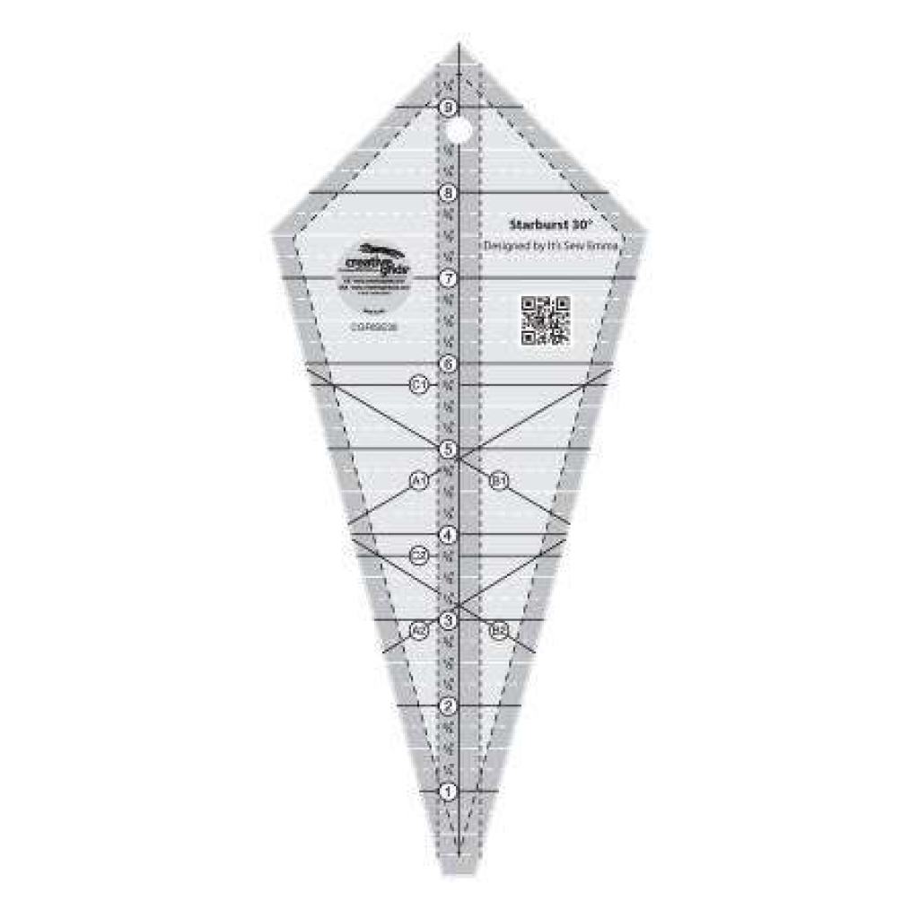 Creative Grids Starburst 30 Degree Triangle Quilt 9-1/2in Ruler