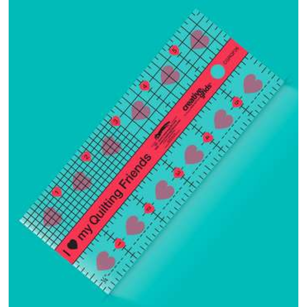 Creative Grids Non-Slip I Love My Quilt Friends Mini Quilt Ruler 2-1/2'' x 6''