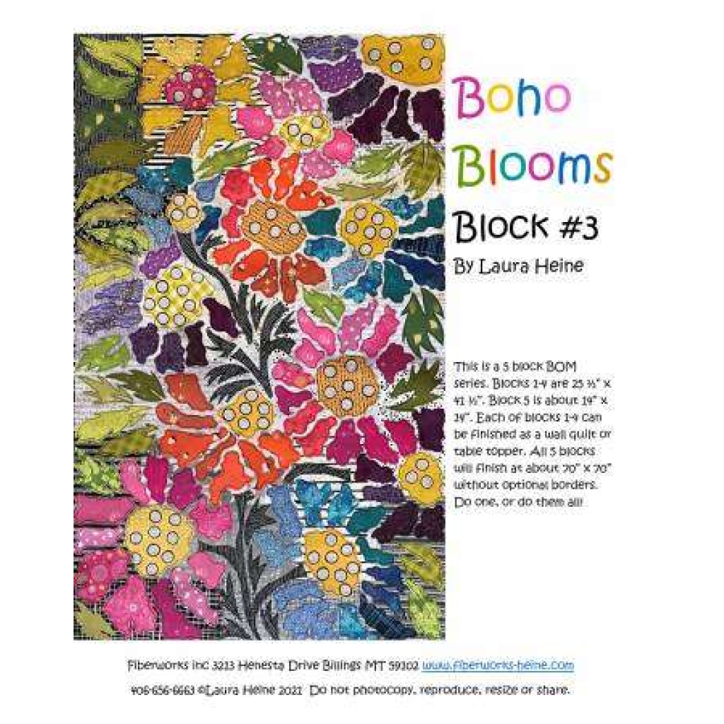 BOHO Blooms Block #3 Collage Pattern by Laura Heine