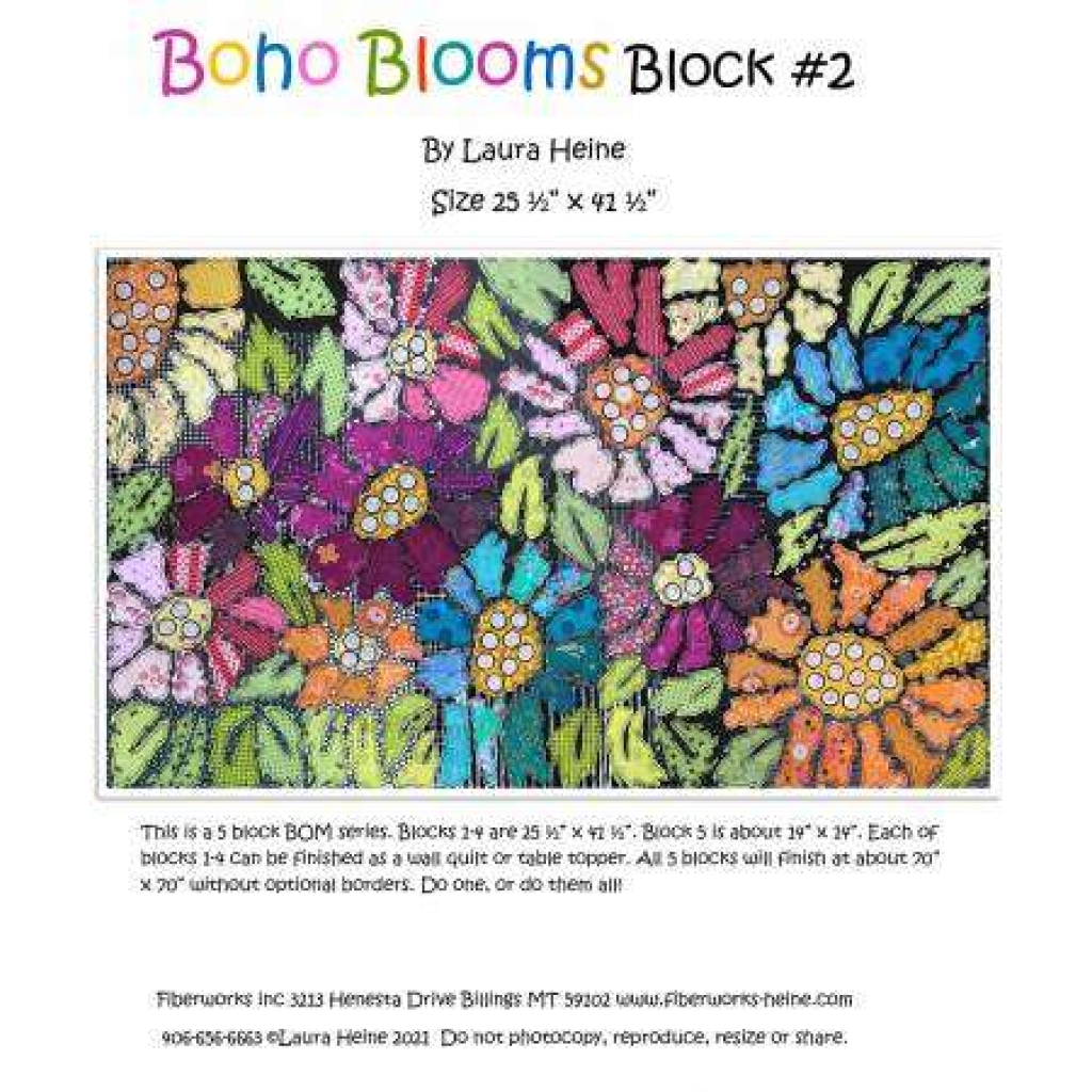 BOHO Blooms Block #2 Collage Pattern by Laura Heine