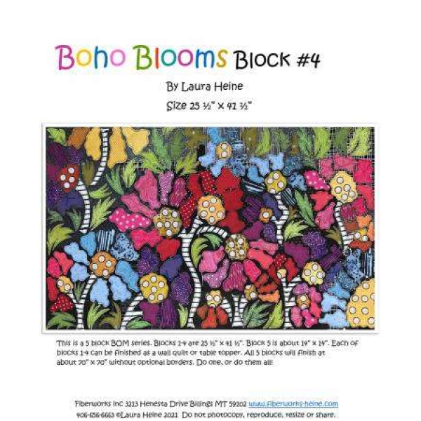 BOHO Blooms Block #4 Collage Pattern by Laura Heine