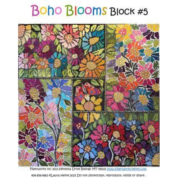 BOHO Blooms Block #5 Collage Pattern by Laura Heine