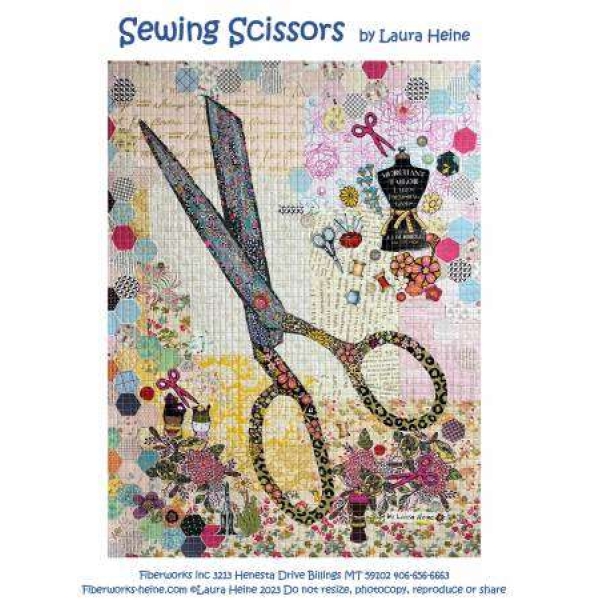Sewing Scissors Collage Pattern by Laura Heine