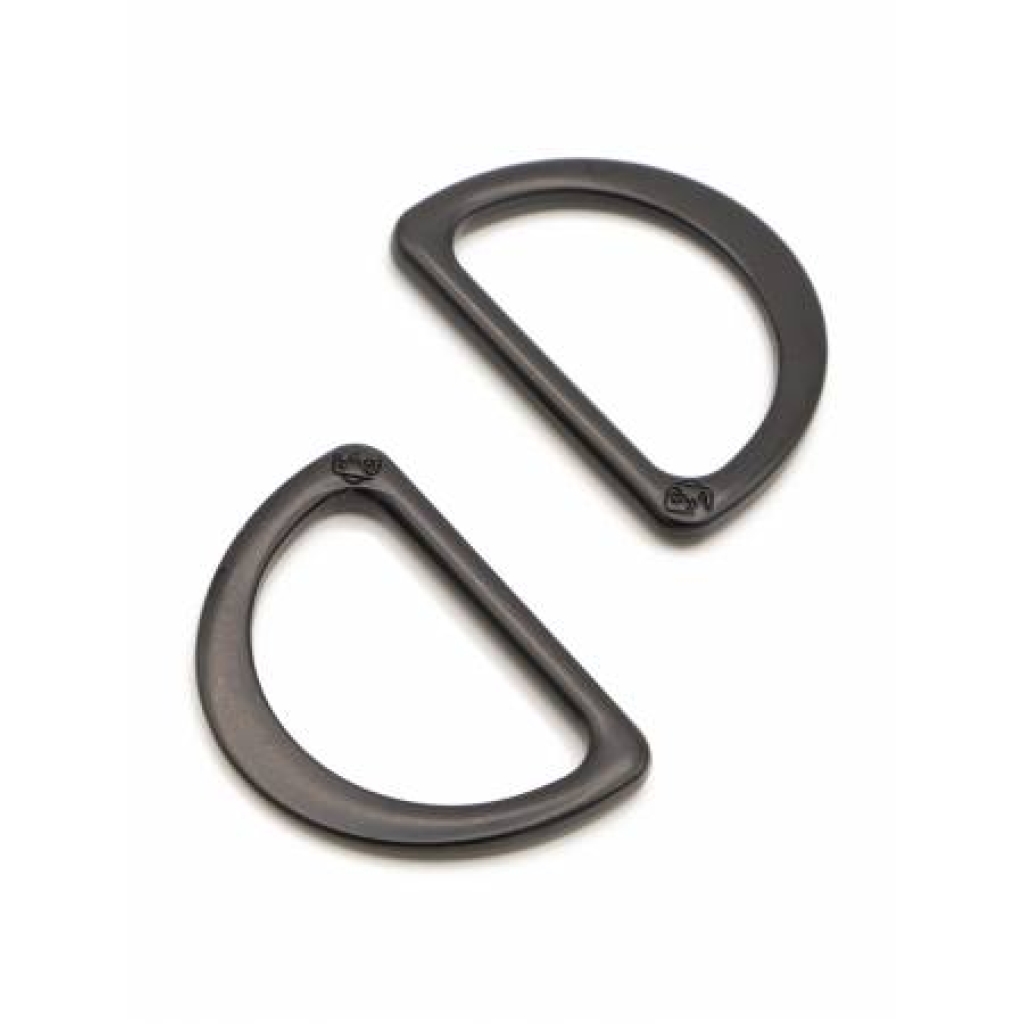 D Ring Flat 1in Black Metal Set of Two