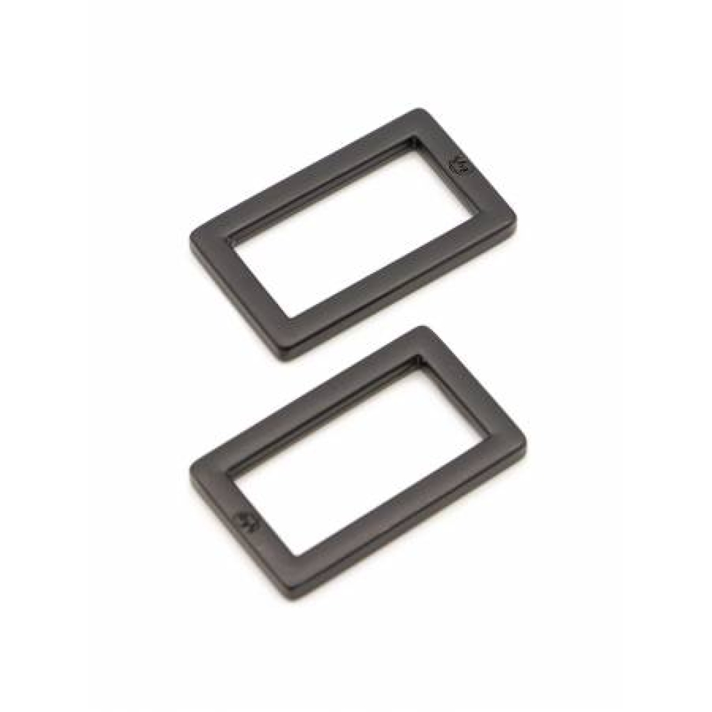 Rectangle Ring Flat 1in Black Metal Set of Two