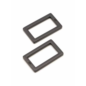 Rectangle Ring Flat 1in Black Metal Set of Two