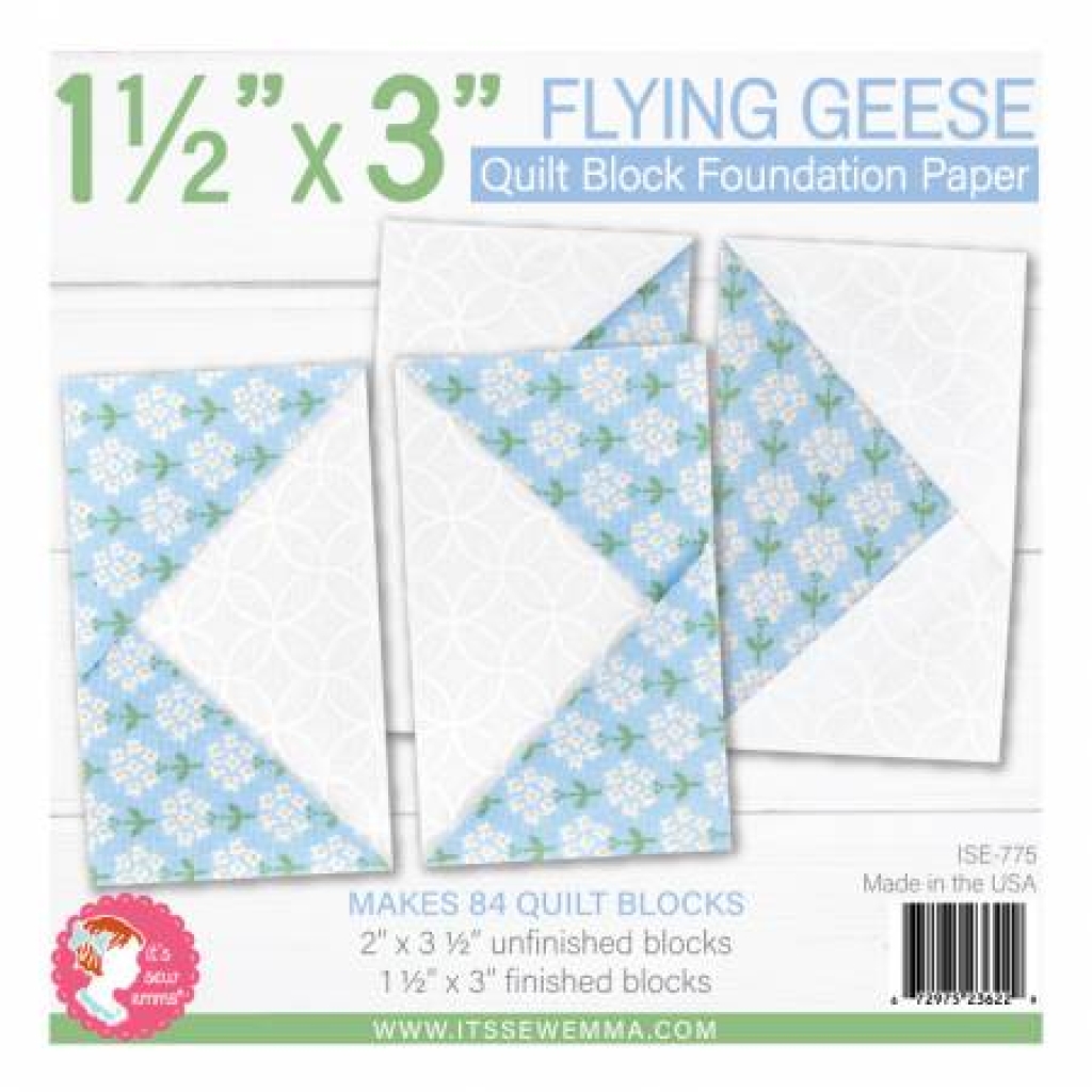 1.5in x 3in Flying Geese Quilt Block Foundation Paper