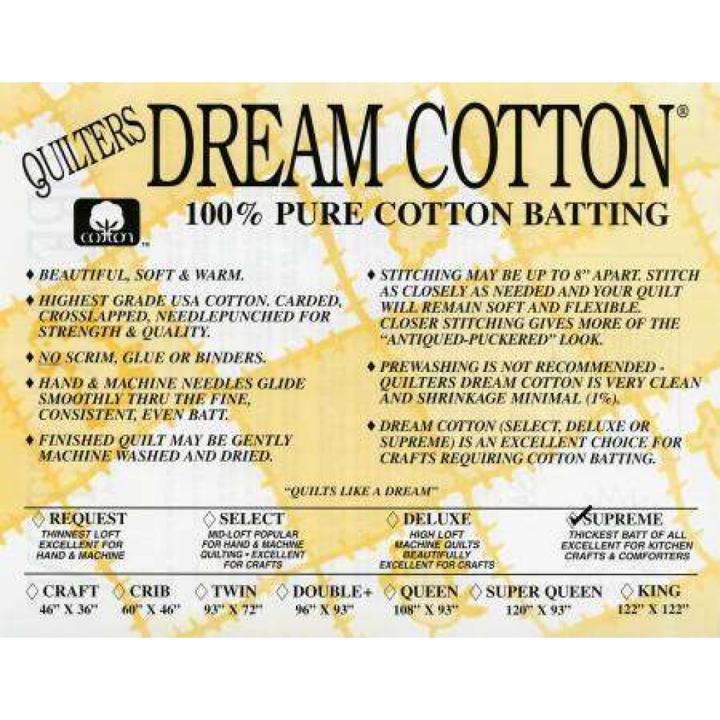 Quilters Dream Supreme Natural Twin Size 93inx72in