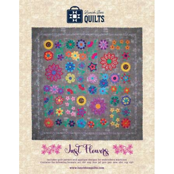 Just Flowers Applique Machine Embroidery Pattern with Redemption Code and CD