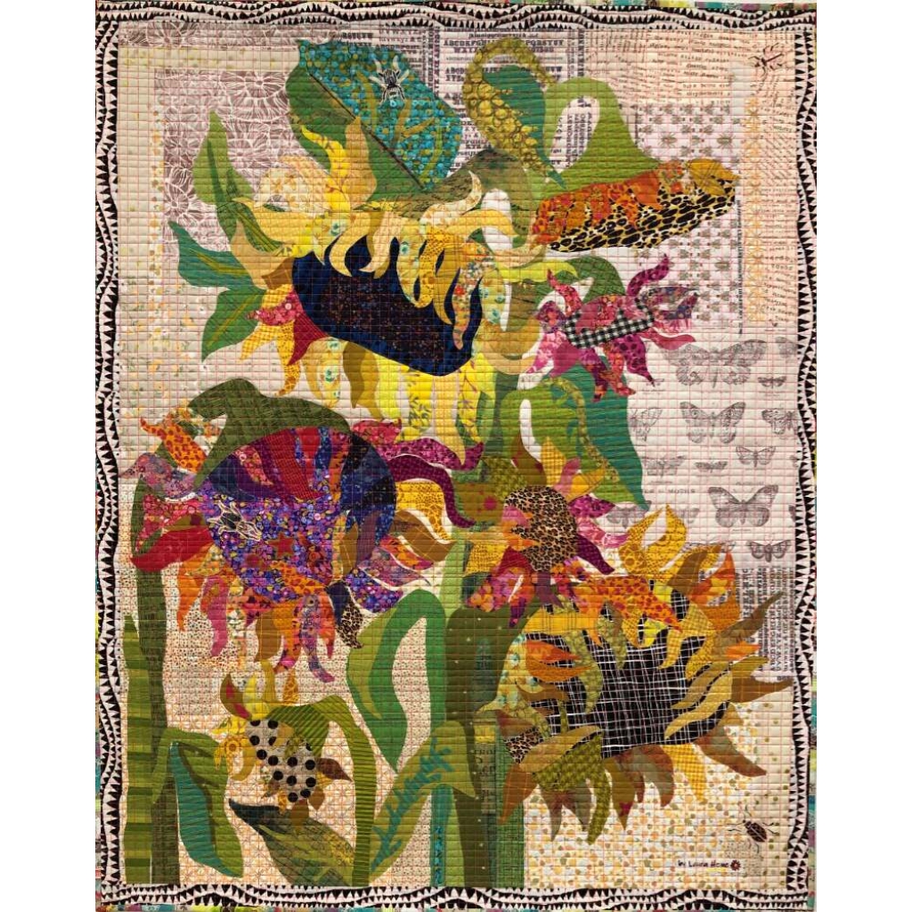 Sunflowers Collage Quilt Pattern by Laura Heine.