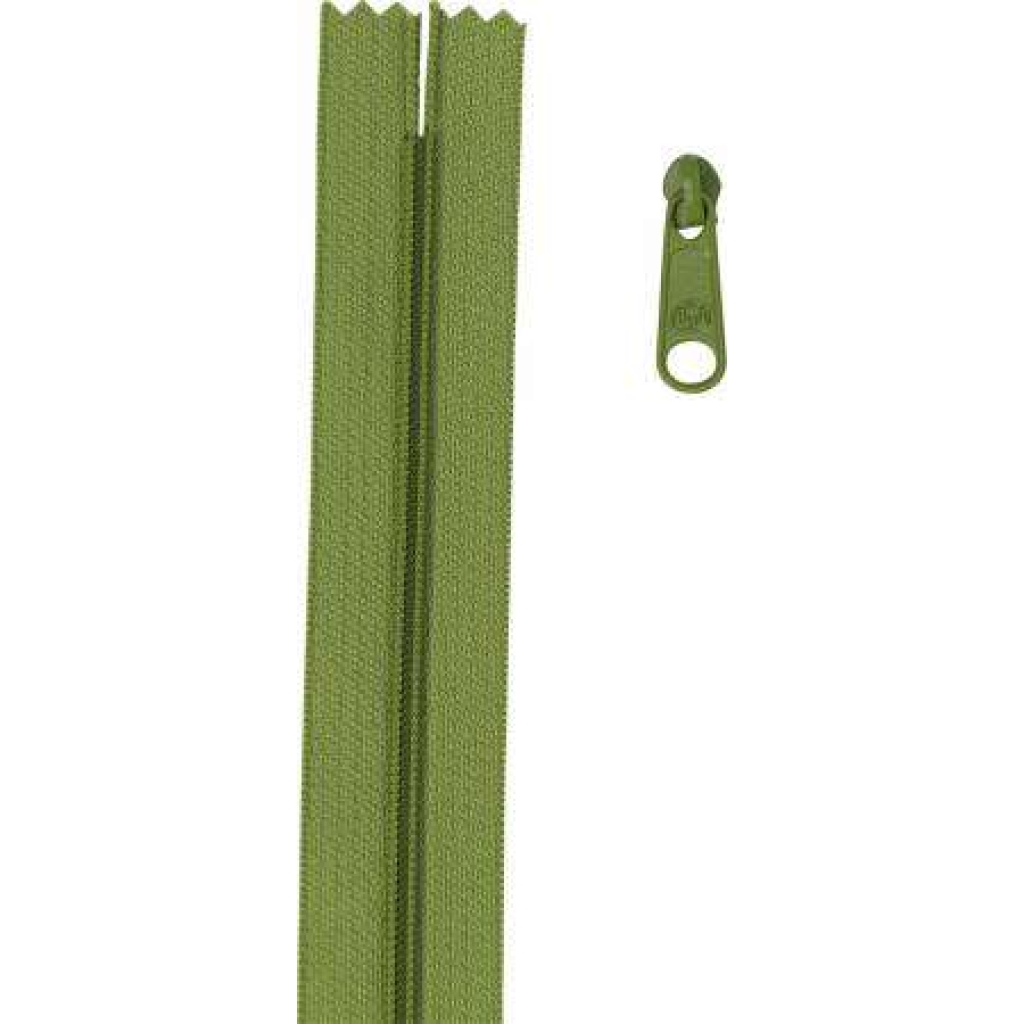 4 yards of 16mm #4.5 zipper chain and 16 Extra-Large Coordinated Pulls Olive