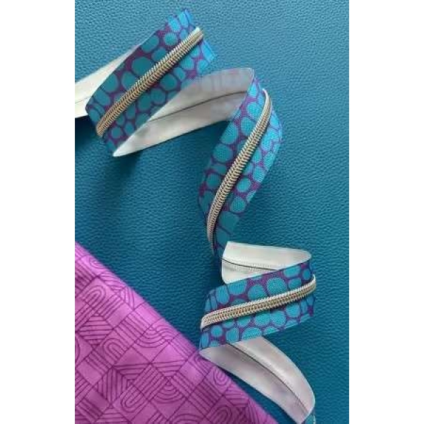 Blue Pebble Zipper Tape With Nickel Teeth