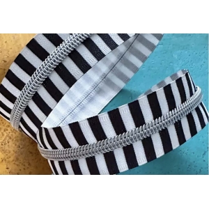Wide Black Stripe Zipper Tape with Nickel Teeth
