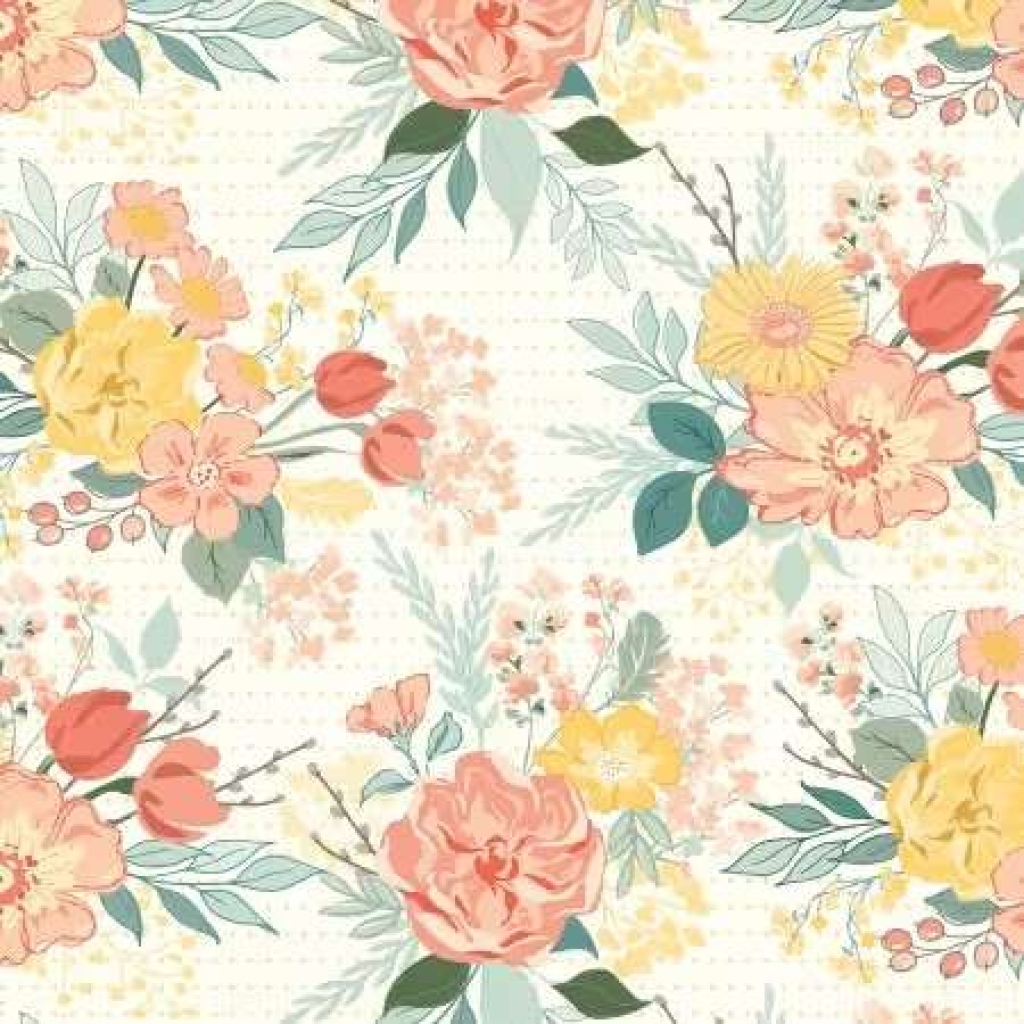 New Beginnings 107/108in Wide Back Floral Cream
