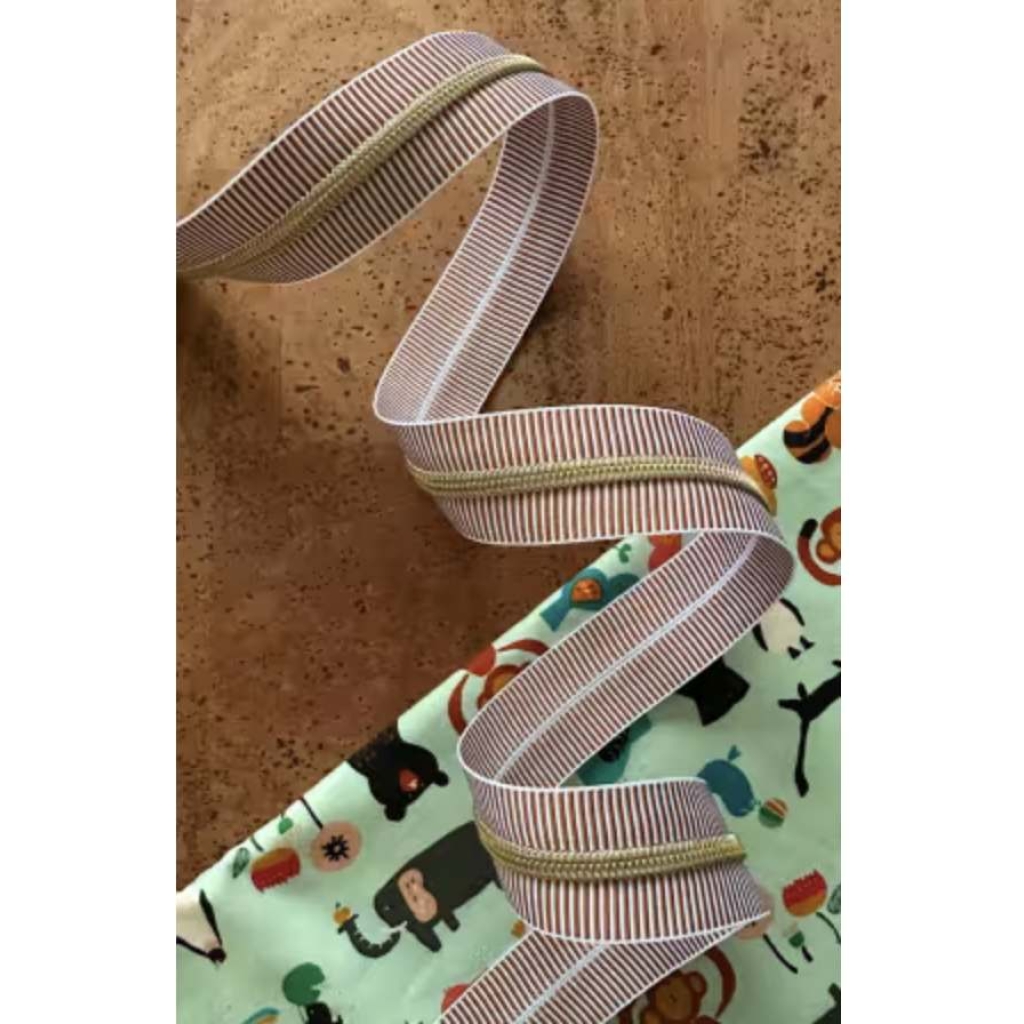 Earth Stripe Zipper Tape with Gold Teeth